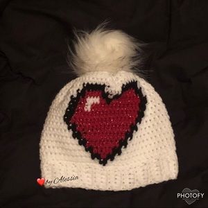 Heart Pom Pom hat